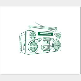 Boombox (Cadmium Green Lines) Analog / Music Posters and Art